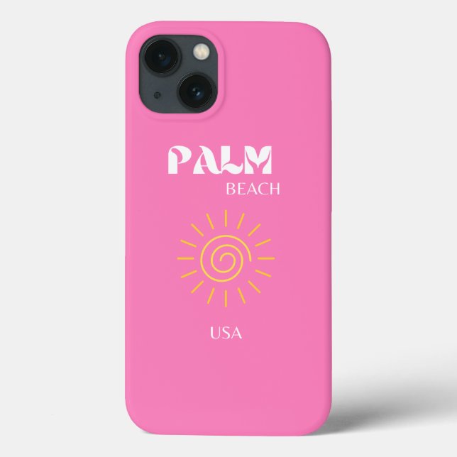 Palm Beach, Travel Art, Preppy, Pink Case-Mate iPhone Case (Back)
