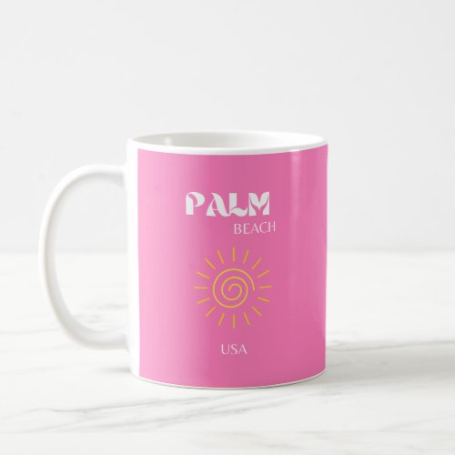 Palm Beach Travel Art Preppy Pink Coffee Mug
