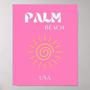 Palm Beach, Travel Art, Preppy, Pink Poster