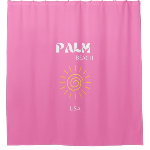 Palm Beach Travel Art Preppy Pink Shower Curtain