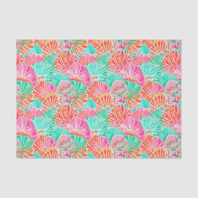 Palm Beach Tropical Island Ocean Seashells Tissue Paper (Front)