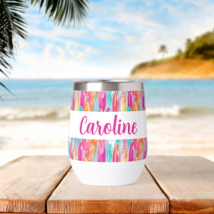 Palm Beach Tropical Island Surf Boards Thermal Wine Tumbler
