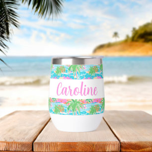 Palm Beach Tropical Island Thermal Wine Tumbler