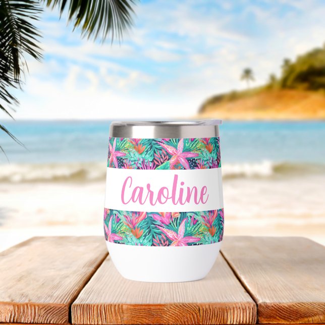 Palm Beach Tropical Island Underwater Starfish Thermal Wine Tumbler (Beach)