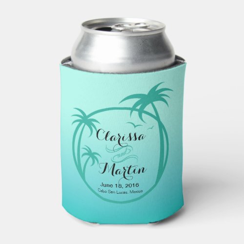 Palm Beach Tropical Logo  aqua Can Cooler