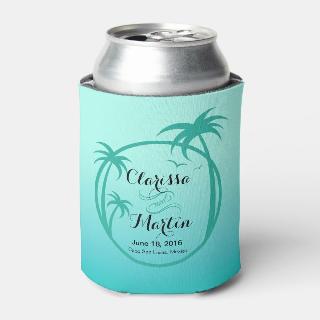 Palm Beach Tropical Logo | aqua Can Cooler (Can Front)
