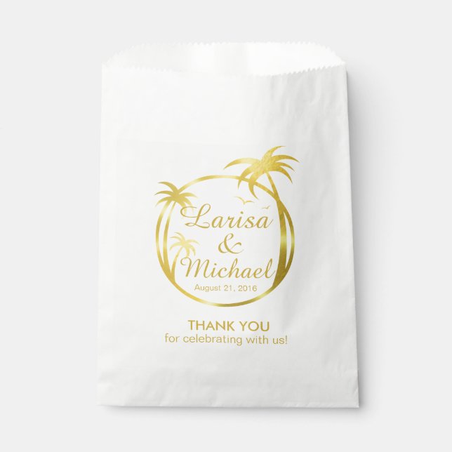 Palm Beach Tropical Logo | faux gold foil Favor Bag (Front)