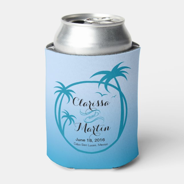Palm Beach Tropical Logo | sky blue Can Cooler (Can Front)