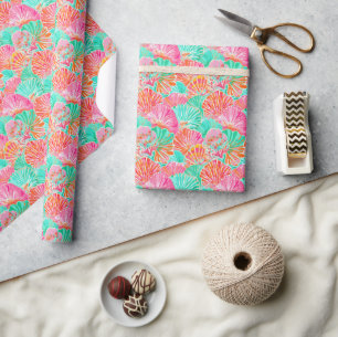 Palm Beach Tropical Ocean Seashells Wrapping Paper