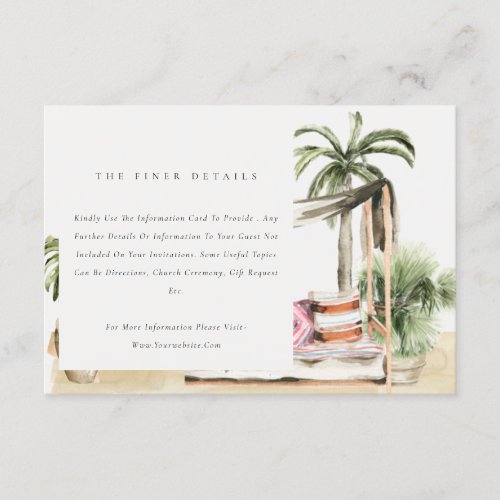Palm Beach Tropical Palm Cabana Wedding Details Enclosure Card