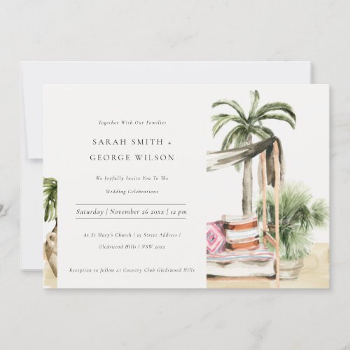 Palm Beach Tropical Palm Cabana Wedding Invite