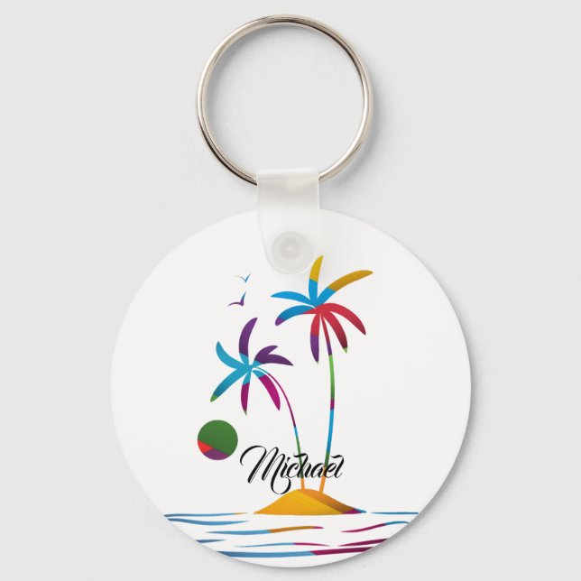 Palm Beach Tropical Sunrise Keychain (Front)