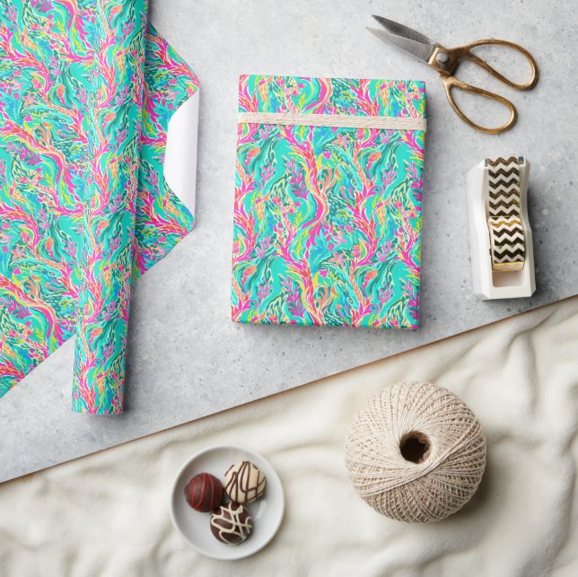 Palm Beach Tropical Underwater Coral Wrapping Paper (Crafts)