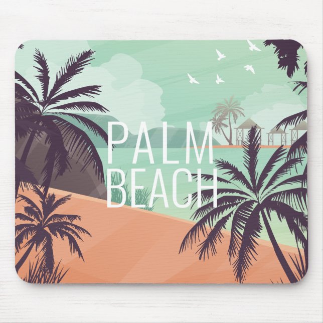 Palm Beach Vacation Scene in Soft Colors Mouse Pad (Front)