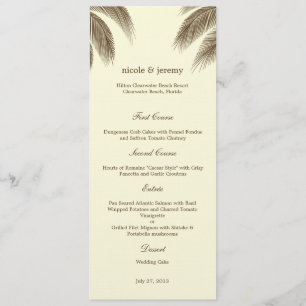 Palm Beach Wedding Menu Card - Brown