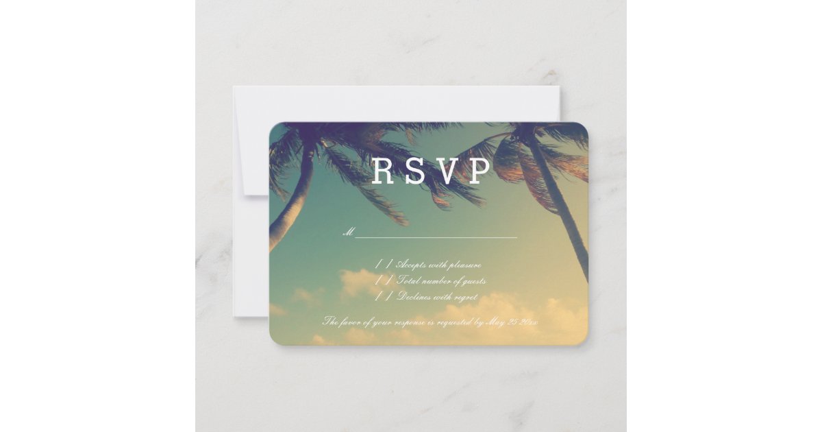 Palm beach wedding RSVP response cards for reply | Zazzle.com