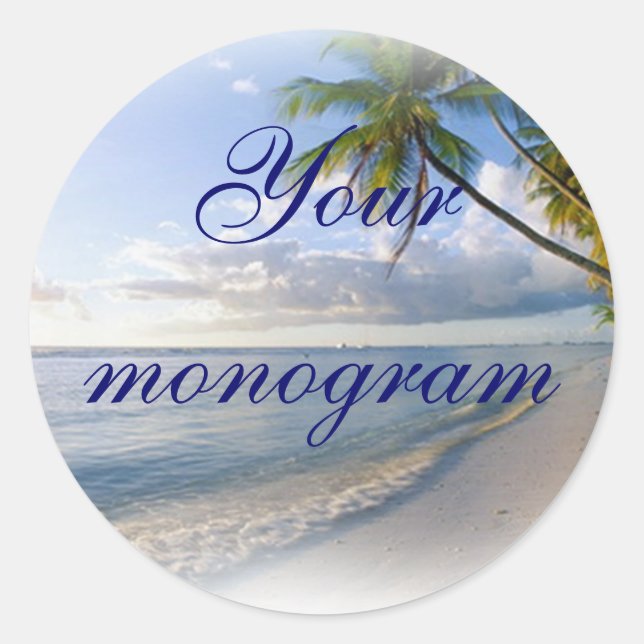 Palm Beach Wedding Theme Envelope Seals Labels (Front)