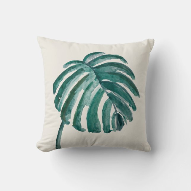 Palm Branch Tropical Botanical Throw Pillow (Front)