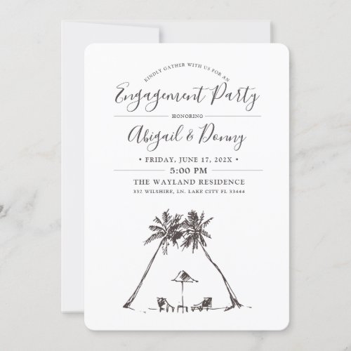 Palm Breeze  Beach Engagement Party Invitation