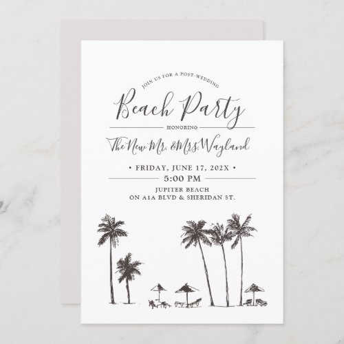 Palm Breeze  Post Wedding Beach Party Invitation