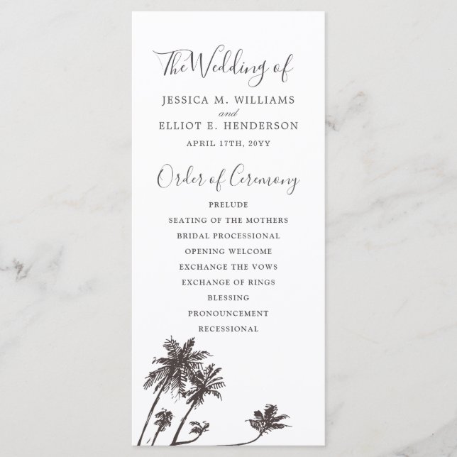 Palm Breeze | Wedding Program White (Front)