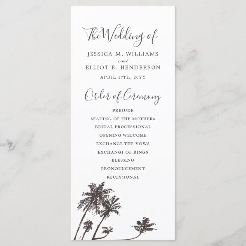 Palm Breeze  Wedding Program White