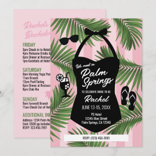 Palm Bridal Shower Pool Party Invite (Pink)