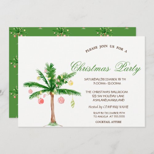 Palm Christmas Tree Christmas Party Invitation