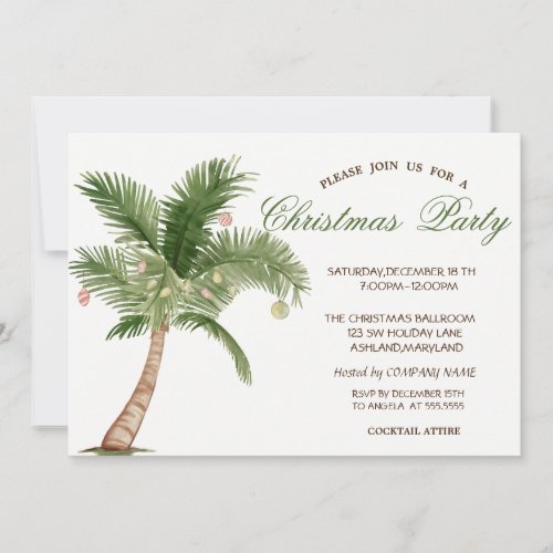 Palm Christmas TreeOrnaments Christmas Party Invitation