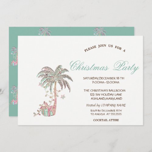 Palm Christmas Tree Present Christmas Party Invitation