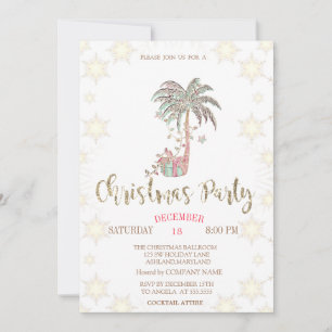 Palm Christmas Tree Present Company Party Invitation