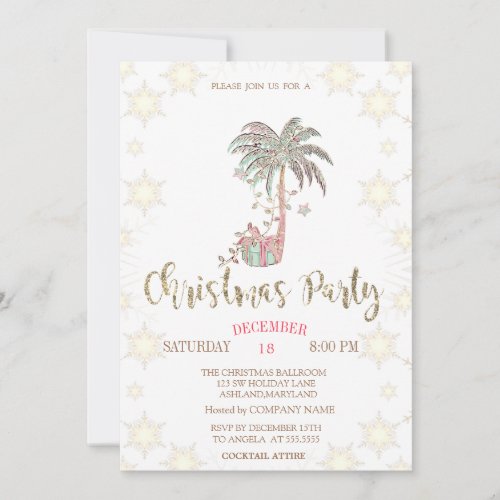 Palm Christmas Tree Present Company Party  Invitation