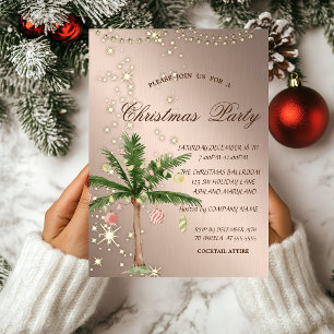 Palm Christmas Tree,Sparkle,Lights,Christmas Party Invitation