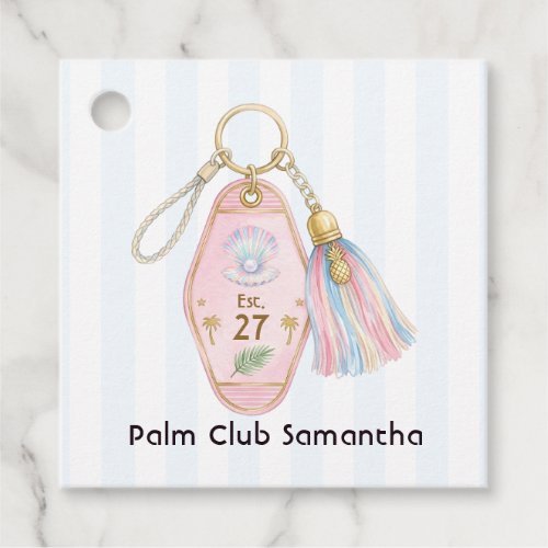 Palm Club Custom Year Retro Motel Key Bachelorette Favor Tags