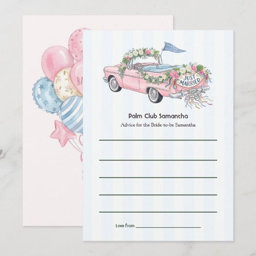 Palm Club Just Married Palm Beach Bachelorette Advice Card