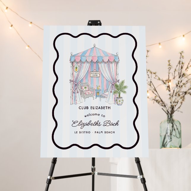 Palm Club Palm Beach Bachelorette Party Welcome Foam Board (In Situ (Stand))