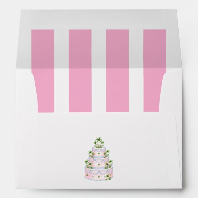 Palm Club Pink Cabana Stripe Palm Beach Bach Envelope (Back (Bottom))