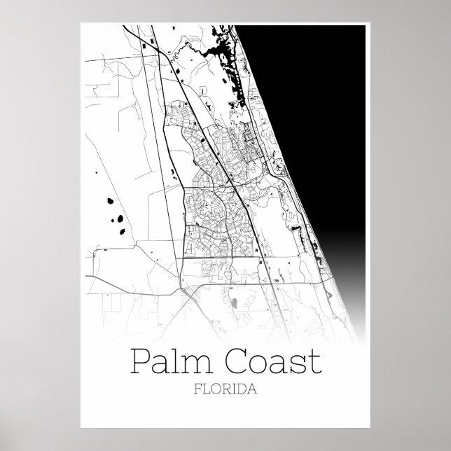 Palm Coast Map - Florida - City Map Poster (Front)