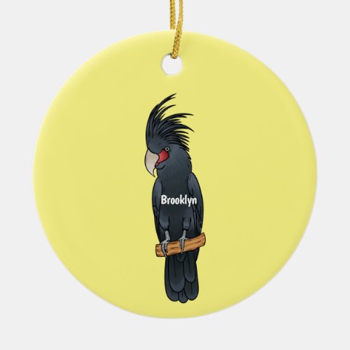 Palm cockatoo bird cartoon illustration  ceramic ornament