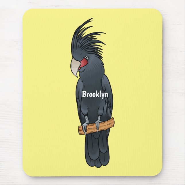 Palm cockatoo bird cartoon illustration  mouse pad (Front)