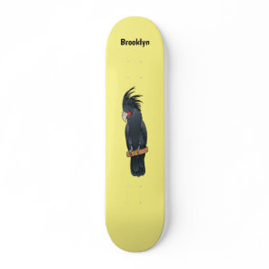 Palm cockatoo bird cartoon illustration skateboard