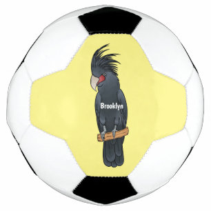 Palm cockatoo bird cartoon illustration soccer ball