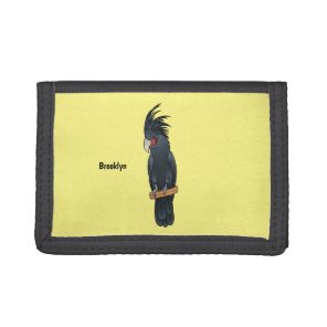 Palm cockatoo bird cartoon illustration tri-fold wallet
