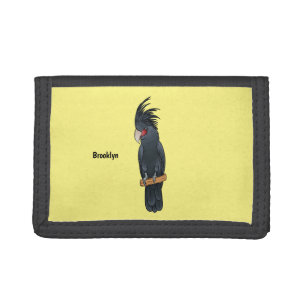 Palm cockatoo bird cartoon illustration tri-fold wallet