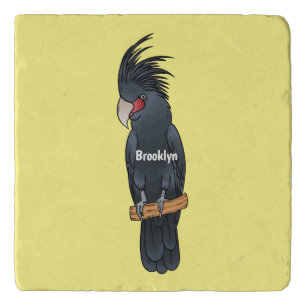 Palm cockatoo bird cartoon illustration trivet