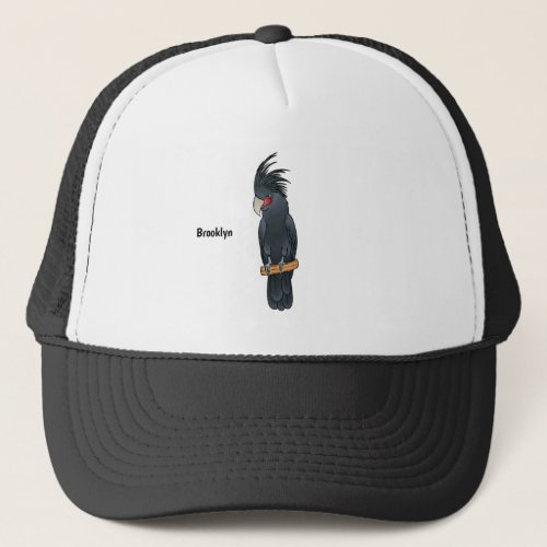 Palm cockatoo bird cartoon illustration trucker hat