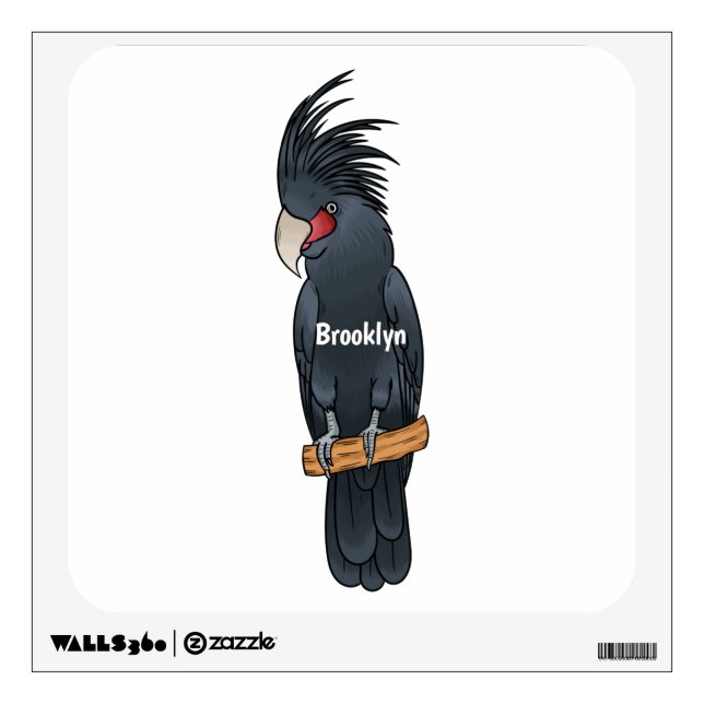 Palm cockatoo bird cartoon illustration  wall decal (Front)