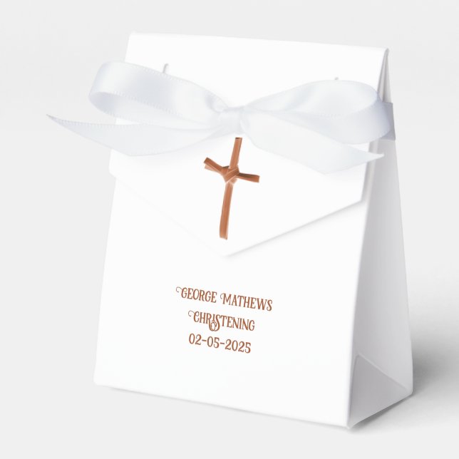 Palm Cross Personalized, Christening or  Communion Favor Boxes (Front Side)
