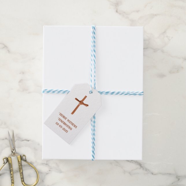 Palm Cross Personalized Favor Tag (With Twine)