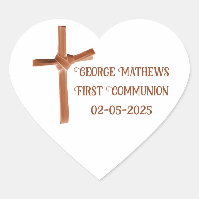 Palm Cross Personalized Heart Sticker (Front)